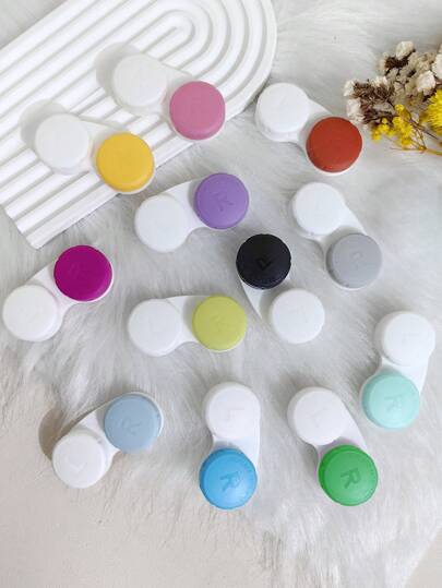 3/6/12/24PCS Colorful Contact Lens Case, Contact Lens Immersion Kit, Leak-Proof Packaging, Suitable For Outdoor Mini Contact Lens Case Screw Top Halloween