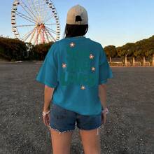 Life Style Oversized T-Shirt Soft Comfortable Fabric Leveraged T-Shirt - 藍色 - 查看 4