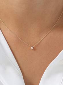 1 件 S925 纯银简约单钻 2 毫米、2.5 毫米、3 毫米、3.5 毫米、4 毫米、5 毫米吊坠项链女士项链珠宝礼物送给妈妈、送给姐妹、送给女朋友、圣诞礼物 - 圓形 - 查看 9