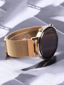 1pc 18mm 20mm 22mm Unisex Fashionable Stainless Steel Watch Band, Compatible With Samsung Watches, Colorful Variants, Fits Galaxy Watch 4/4 Classic 3 41mm 5/5Pro, Suitable For GT/2/2e/Pro/3/3Pro Smartwatch Strap Accessories - Gold - View 3