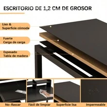 Escritorio De Computadora Oficina Con Estante Almacenamiento - Negro - Ver 7