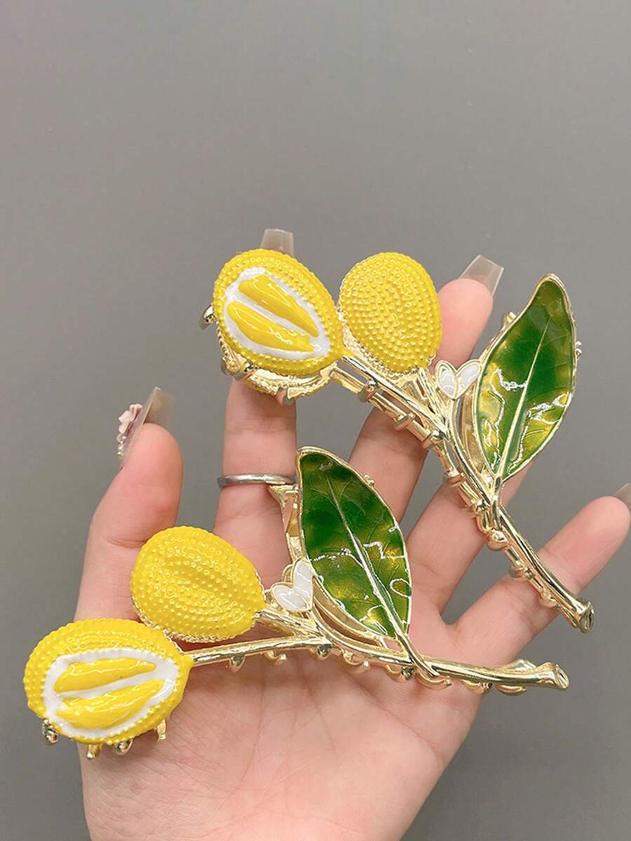 1pc Durian Hair Claw Hair Clip For Buns, Ponytails & Hairstyles, Faux Fruit Hair Accessory Halloween - Multicolor - View 1