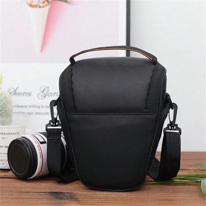 Black Triangular Camera Bag, Minimalist Design, Shoulder/Crossbody Digital Camera Bag, Adjustable Strap, Outdoor Portable Photography Bag, Nylon Breathable Waterproof Camera Bag, Suitable For Camera Storage