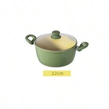 Avocado Green Frying Pan, Cooking Pot 5 Pieces Set, Dark Colored Cookware Set Seafood Boil - Avocado Green - View 4