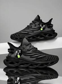 全新时尚男士运动鞋休闲舒适透气网眼运动鞋软底轻便运动跑步鞋潮流青少年鞋 - 查看 1