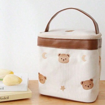 1 Pieza Bolsa De Almuerzo Aislada Con Lindo Diseño De Oso, Estrella Y Luna Para Imprimir