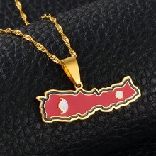 1pc Nepal Map Flag Pendant Necklaces Nepalese  Ornament Jewelr - Multicolor - View 1