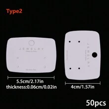50 件/批多款式白色耳环展示纸卡珠宝耳钉包装纸板用于珠宝架销售价格标签用品批发 - 白色 - 查看 4