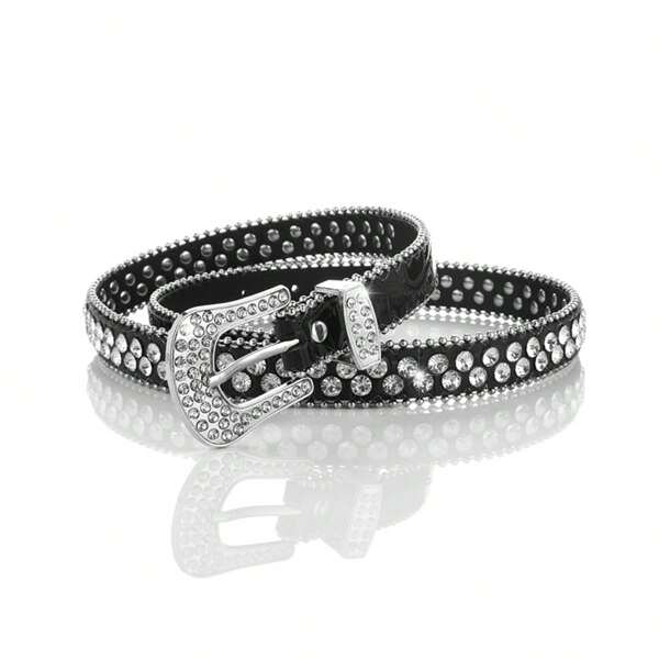 Women's Crystal Embellished Belts, Skinny Rhinestone Decoration Alloy Buckle Fashionable Waistband For Youth, Versatile Fall, Autumn, Halloween