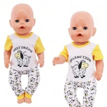 1 pieza Conjunto de pijama de muñeca de chica americana de 18 pulgadas lindo y de dibujos animados (muñeca no incluida) - Multicolor - Ver 7