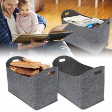 VA-Cerulean Filcowa torba na drewno opałowe 2 sztuki Filcowe torby Wielofunkcyjna torba do przechowywania Jasnoszara / Ciemnoszara składana torba na drewno opałowe Torba na zabawki Torba kominkowa Drewniane kosze do przechowywania w podróży Torba, kosmetyczka, kosmetyczka, organizer wakacyjny, organizer na makijaż o dużej pojemności Etui na makijaż, na szminkę, pędzel, pielęgnację skóry, telefon komórkowy, monetę, małe przedmioty, do domu, prezent, wakacje i festiwal Halloween Boże Narodzenie Wielofunkcyjne zastosowanie - Jasnoszary - Zobacz 1