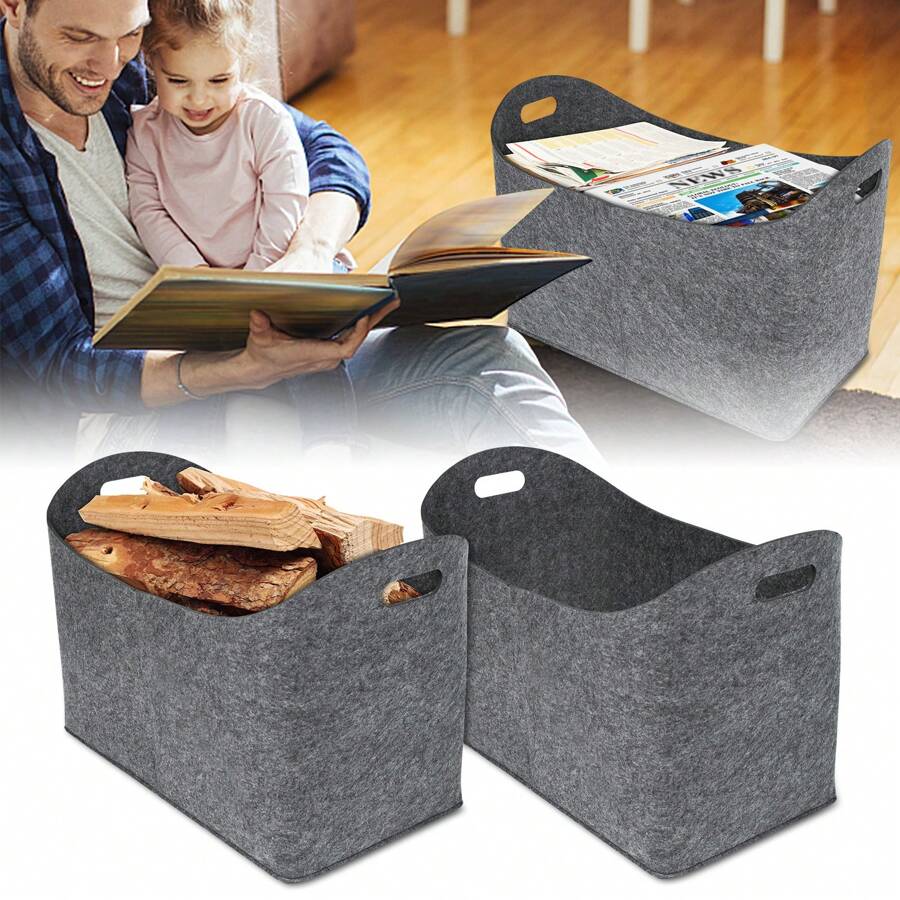 VA-Cerulean Filcowa torba na drewno opałowe 2 sztuki Filcowe torby Wielofunkcyjna torba do przechowywania Jasnoszara / Ciemnoszara składana torba na drewno opałowe Torba na zabawki Torba kominkowa Drewniane kosze do przechowywania w podróży Torba, kosmetyczka, kosmetyczka, organizer wakacyjny, organizer na makijaż o dużej pojemności Etui na makijaż, na szminkę, pędzel, pielęgnację skóry, telefon komórkowy, monetę, małe przedmioty, do domu, prezent, wakacje i festiwal Halloween Boże Narodzenie Wielofunkcyjne zastosowanie - Jasnoszary - Zobacz 1