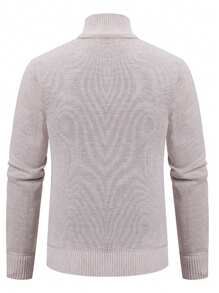 Men's Zip-Up Hooded Cardigan Sweater, Warm Plus Fleece Thick Jacket With Pockets For Winter - Beige - View 4