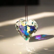 水晶心形棱镜吊灯装饰，悬挂式太阳捕手棱镜彩虹，卧室、客厅、户外风铃装饰 - 彩色 - 查看 4