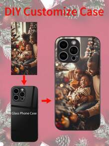 Apple 1pc Customized Photo Printed High Definition Glass Phone Case Compatible With IPhone 15 Pro Max, Compatible With Samsung S24 Ultra, Redmi, OnePlus And Other Models Clear Fashion , Stylish, Colorful, Cute For Graduation, For Weddings, For Christmas, For Halloween, For Winter, For Prom, For Fall, For Mother's Day, For Father's Day Iphone Case, Phone Cover, Phone Accessories, 16 Iphone Case - Black - View 1