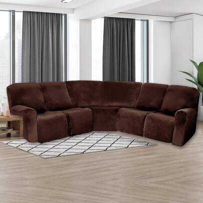 5-Seat Corner Sofa Cover Velvet Stretch Sectional Cover Recliner Sofa Protector 7-Piece Velvet Sectional Sofa Covers Recliner Sofa Cover Newest Design Stretch Sofa Slipcover Non-Slip Washable Reclining Couch Covers For Reclining L Shape Sofa