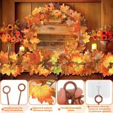Meching Fall Decor, 2 Packs Fall Garland For Mantle, Fall Decorations For Home, Fall Leaves Garland, Thanksgiving Garland For Thanksgiving Decorations Indoor, Autumn Garland For Autumn Decor Outdoor,Home Decor ,Room Decor,Wall Decor - Orange - View 2