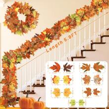 Meching Fall Decor, 2 Packs Fall Garland For Mantle, Fall Decorations For Home, Fall Leaves Garland, Thanksgiving Garland For Thanksgiving Decorations Indoor, Autumn Garland For Autumn Decor Outdoor,Home Decor ,Room Decor,Wall Decor - Orange - View 3
