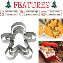 18 件/套，圣诞饼干切割模具套装，不锈钢模具，圣诞面包切割器，圣诞雪花/姜饼人/天使/爱心/六角星/圣诞树，家庭烘焙模具，厨房小工具，实惠商品。圣诞装饰品圣诞装饰圣诞礼物圣诞派对用品 - 銀色 - 查看 6