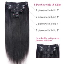 Clip In Hair Extensions Real Human Hair 12-32 Inch Black Clip Ins For Women Remy Clip On Hair Extensions Human Hair 8 Pieces With 18 Clips 120g - Natural Black - Xem 6