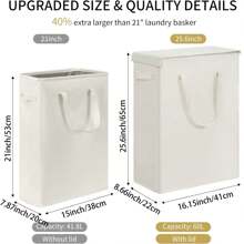 65L超薄带盖洗衣篮窄型脏衣篮带提手升级版可折叠脏衣篮便携密封收纳盒