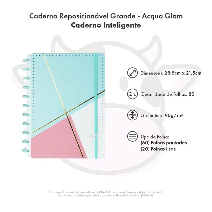 Repositionable Notebook Smart Notebook - Acqua Glam - 1 UNIT - To lớn - Xem 1