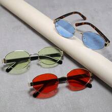 3 件/套 男士时尚眼镜 2024 新款潮流椭圆小框金属眼镜 修饰脸型 时尚亮色经典音乐节户外旅行派对度假配饰沙滩配饰眼镜墨镜 - 彩色 - 查看 6