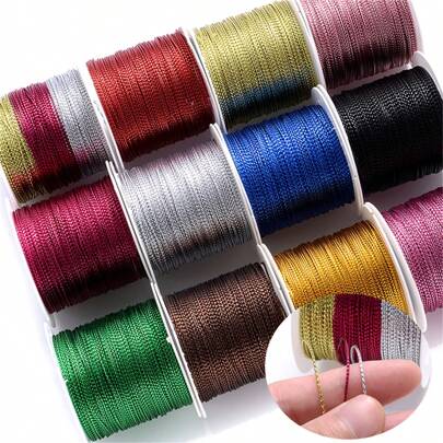 1mmx20meters Nylon Gold Color Silk Cord Thread For DIY Tassels Christmas Decor Pendant Lanyard Braided String