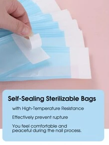 100 Stück Nagelpflege Sterilisationsbeutel, 5 Größen selbstversiegelnde Sterilisationsbeutel für Maniküre- und Pediküre-Werkzeuge, Einweg-Aufbewahrungsbeutel für Pinzetten, Nagelhautschiebers, Scheren, Nagelkunstwerkzeuge