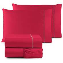 4-Piece King Size Bed Sheet Set 600 Thread Count Satin/Velvet Extra Soft Micro Percale - 查看 2