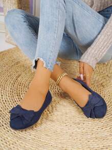 Women's Fashion Casual Flat Slip-On Shoes, Versatile Bow Accent Loafers, Suitable For Spring/Summer/Autumn