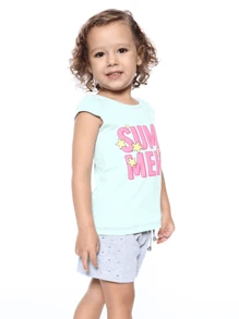 4 Piece Baby Girl Summer Clothes Assorted Kit - 2 T-Shirts + 2 Shorts - Multicolor - View 2