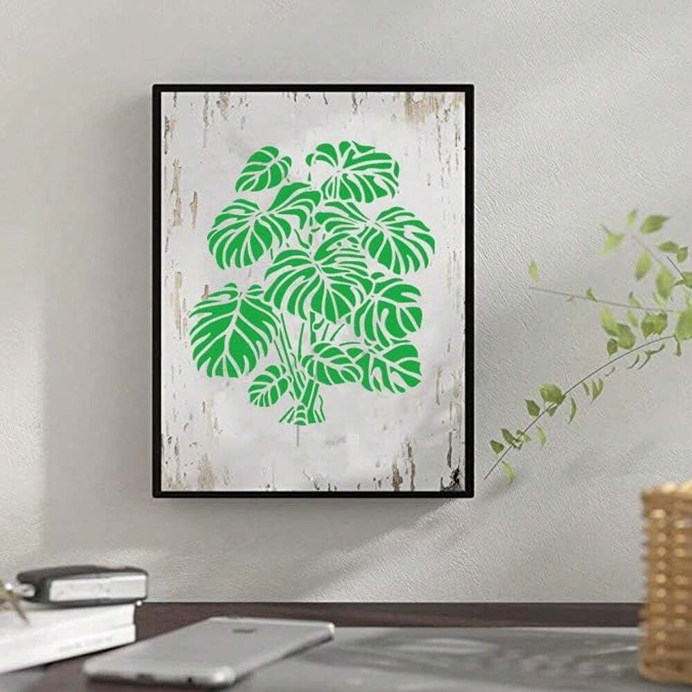 1pc Large Monstera Plant Stencil, Reusable Sunflower Palm Tropical Leaf