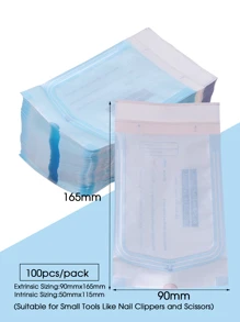100 Stück Nagelpflege Sterilisationsbeutel, 5 Größen selbstversiegelnde Sterilisationsbeutel für Maniküre- und Pediküre-Werkzeuge, Einweg-Aufbewahrungsbeutel für Pinzetten, Nagelhautschiebers, Scheren, Nagelkunstwerkzeuge