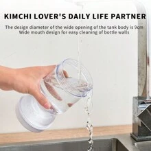 1pc Dry-Wet Divided Kimchi/Olive Storage Container With Tong'