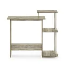 Efficient Home Laptop Notebook Computer Desk With Square Side Shelves, Desk For Students, Clear Computer Desk, Desk Set For Studying, Black Home Office Desk, Americano/Chrome - Sonoma Oak/Trắng - Xem 2