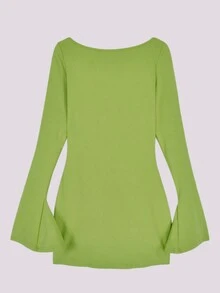 Vestido ceñido elegante con busto fruncido y mangas abombadas - Una mezcla perfecta de estilo y comodidad - Verde - Ver 3