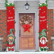 2pcs Christmas Porch Banner, Welcome Winter Yard Sign Gifts, Seasonal Christmas Outdoor Yard Decor, Porch Decoration, Home Decor,Christmas