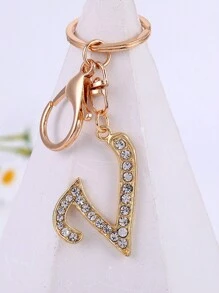 1 st., vergulde en met strass versierde eerste letter sleutelhanger, schattige strass sleutelhanger, geschikt voor dagelijks gebruik, geschikt voor zowel mannen als vrouwen, ringtas, sleutelhanger, rugzakhanger, cadeaus voor vrouwen en meisjes, portemonnee en handtas accessoires, eerste letter A-Z