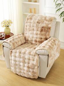 1 件渐变色毛绒单人沙发套，现代简约温暖舒适防滑沙发保护套，宠物友好，适合所有季节 - 卡其色 - 查看 4