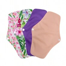10Pcs Sanitary Pads Washable Menstrual Pads Charcoal Bamboo Liner Regular Flow Cloth /Reusable Sanitary Pads/Mama Panty Liners M Size Random Color