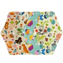 10Pcs Sanitary Pads Washable Menstrual Pads Charcoal Bamboo Liner Regular Flow Cloth /Reusable Sanitary Pads/Mama Panty Liners M Size Random Color