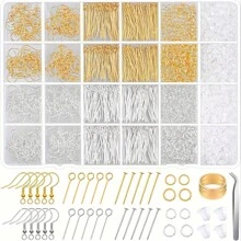 2000pcs/Set Earring Making Accessories Kit, Include Hypoallergenic Earring Hooks, Findings, Backs, Jump Rings, Suitable For Jewelry Making, Bracelet, Necklace, And Phone Charms