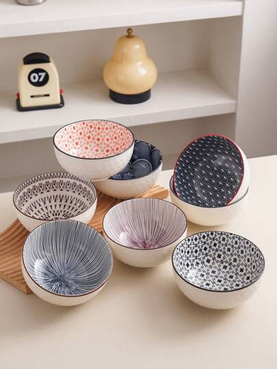 1 szt. 6-calowa okrągła miska ceramiczna, nordycka, kreatywna, luksusowa, minimalistyczna zastawa stołowa, tłoczona miska, odpowiednia na świąteczne spotkania, do restauracji, gospodarstw domowych, zmywarki, kuchenki mikrofalowej i piekarnika, kolorowy wzór na prezent świąteczny