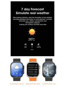 Microwear Reloj inteligente Ultra 3 para hombres y mujeres con llamadas Bluetooth y chat por voz, pantalla OLED de 2.2", rastreador de actividad física con podómetro/medición de presión arterial/frecuencia cardíaca/monitor de sueño, reloj inteligente para teléfonos Android e iOS, resistente al agua IP68, reloj deportivo negro - Negro - Ver 7