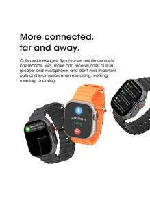 Microwear Reloj inteligente Ultra 3 para hombres y mujeres con llamadas Bluetooth y chat por voz, pantalla OLED de 2.2", rastreador de actividad física con podómetro/medición de presión arterial/frecuencia cardíaca/monitor de sueño, reloj inteligente para teléfonos Android e iOS, resistente al agua IP68, reloj deportivo negro - Negro - Ver 9