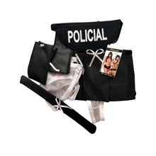 Adult Police Costume Kit 5 Accessories - 黑與白 - 查看 4