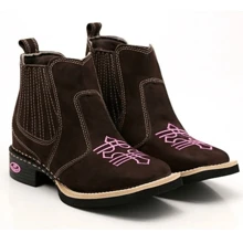 Women's Low-Cut Cowboy Boots In Genuine Leather - Chữ thập hồng - Xem 2