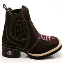 Women's Low-Cut Cowboy Boots In Genuine Leather - Chữ thập hồng - Xem 3