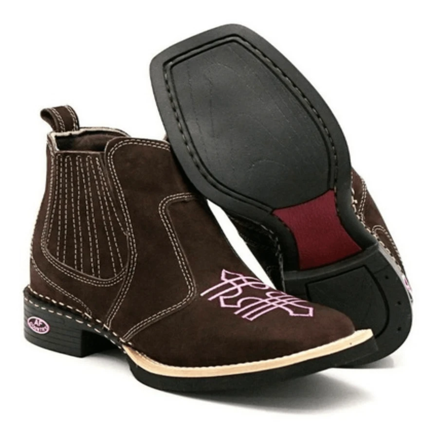 Women's Low-Cut Cowboy Boots In Genuine Leather - Chữ thập hồng - Xem 1
